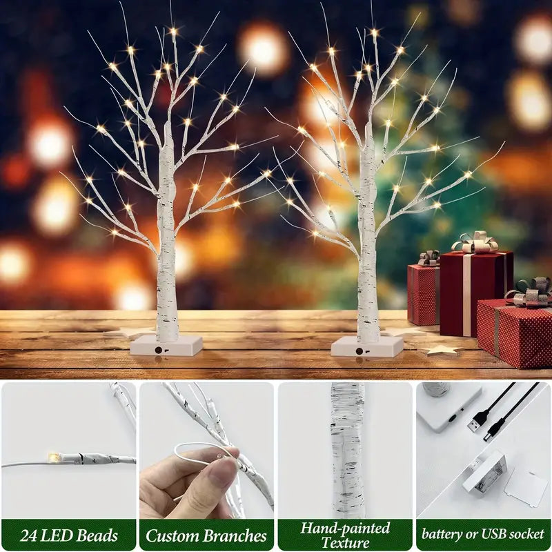 24LT 60.96cm Lighted Birch Tree - Warm White Christmas Lights