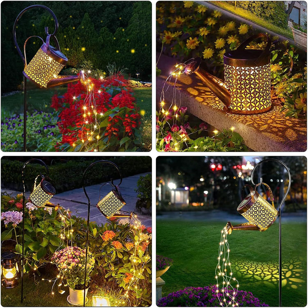 2-Pack LED Watering Can Solar String Lights Outdoor Solar Decorative Lights