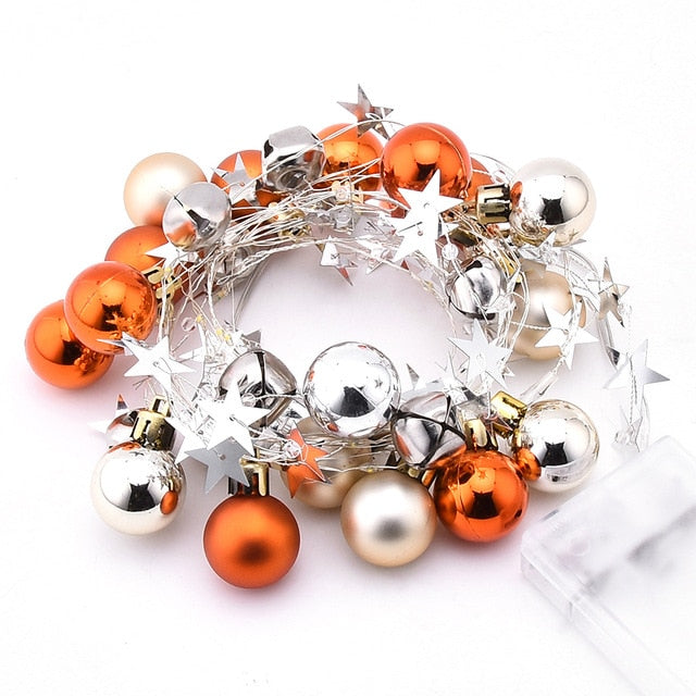 78.7in Christmas Lights Party LED String Lights Holiday Garland Home Decor Christmas Pine Cones Beads Star Led Lights Decoration